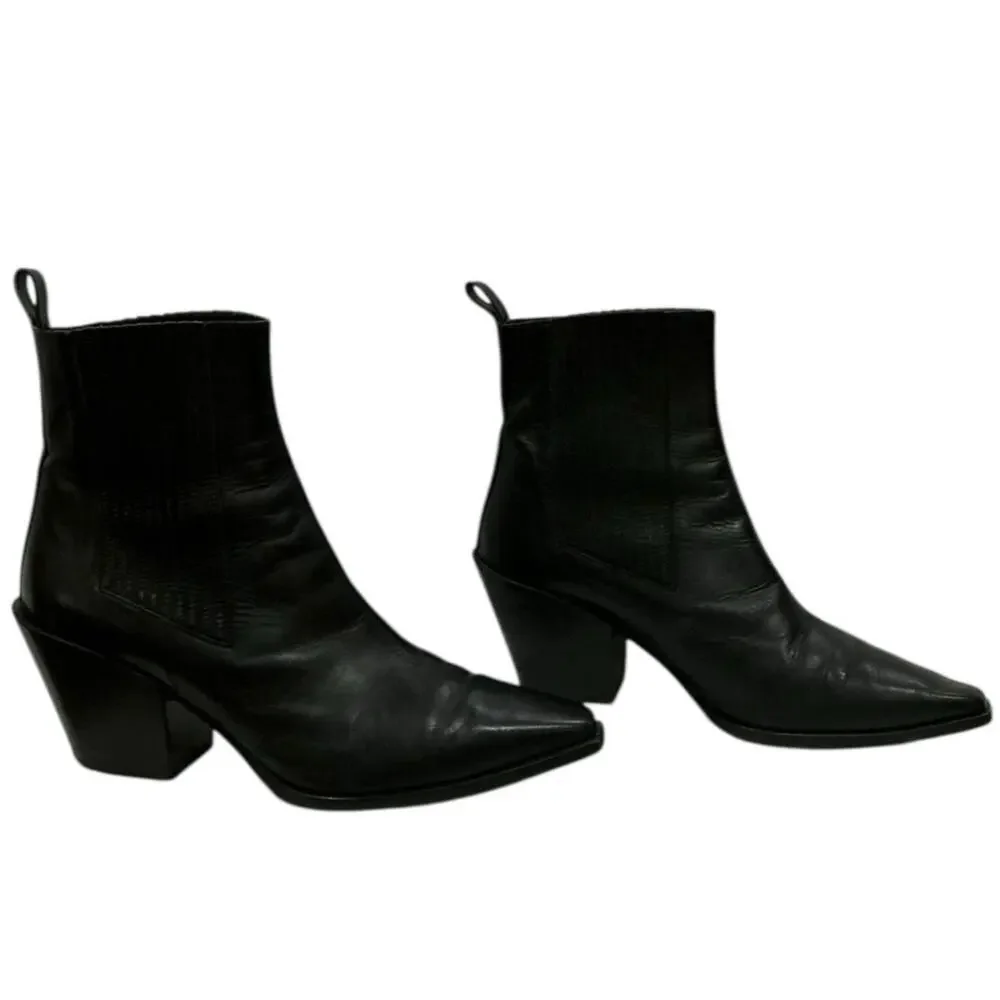 Aeyde Kate 75mm Leather Block Heel Ankle Boots Black Size 40 / 10 - Picture 2 of 12